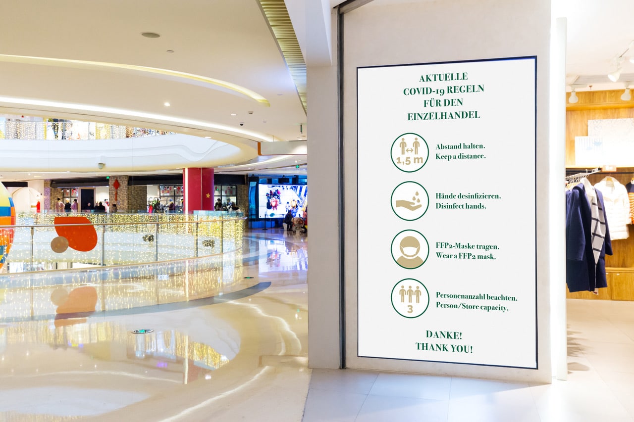 Digitale Informationstafel im Einkaufszentrum
